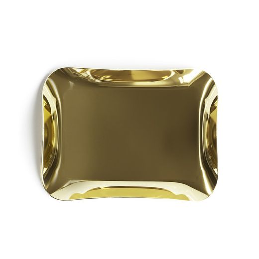 Decorative tray made of steel in gold, 30 x 23 x 4 cm | waves
