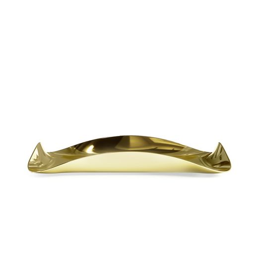 Decorative tray made of steel in gold, 30 x 23 x 4 cm | waves