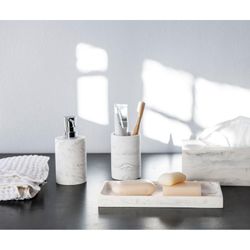 Plateau en polyrésine blanc marbré, 25,5x12x2cm