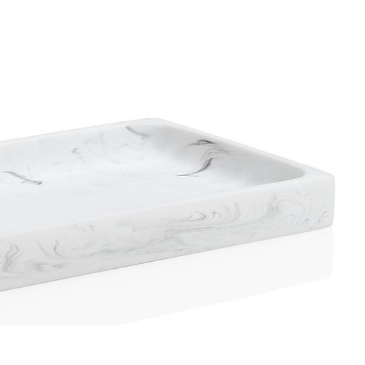 Plateau en polyrésine blanc marbré, 25,5x12x2cm