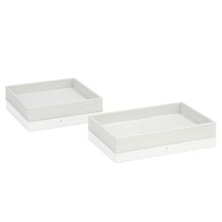 Tablett in weißer Lederoptik, 18 x 18 x 3 cm