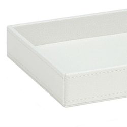 White leather effect tray, 23 x 14.5 x 3 cm