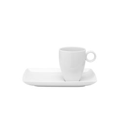 Bandeja + Mug porcelana Carré Whité, 22,1x14,9x9,9 cm
