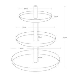 Plateau à gâteau en acier et miroir blanc et naturel, Ø 20 x 24 cm | Tosca