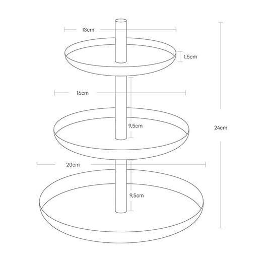 Plateau à gâteau en acier et miroir blanc et naturel, Ø 20 x 24 cm | Tosca