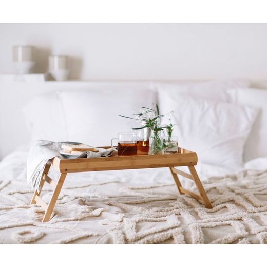 Składana taca do łóżka bambusowego, 68x33x24 cm