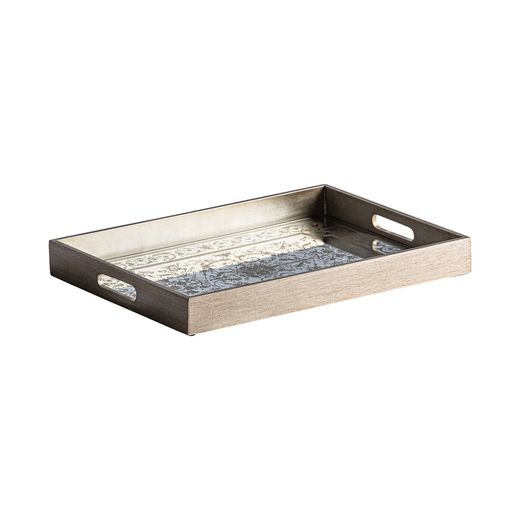 Suiss Silver / Guld bricka, 45x33x5cm
