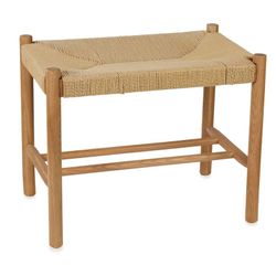 Eiken en rotan bank, 55x35x45cm