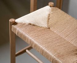 Eiken en rotan bank, 55x35x45cm