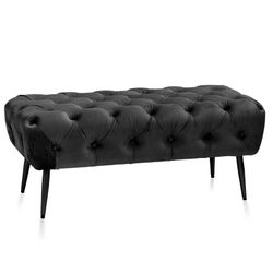 Panca in velluto e metallo Grigio antracite / Nero 104x46x43cm