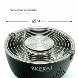 Churrasqueira a carvão de mesa sem fumaça com ventilador cinza escuro, 35x35x25 cm | Cratera