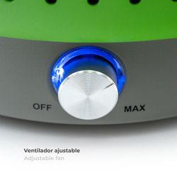 Churrasqueira a carvão de mesa sem fumaça com ventilador verde, 35x35x25 cm | Cratera