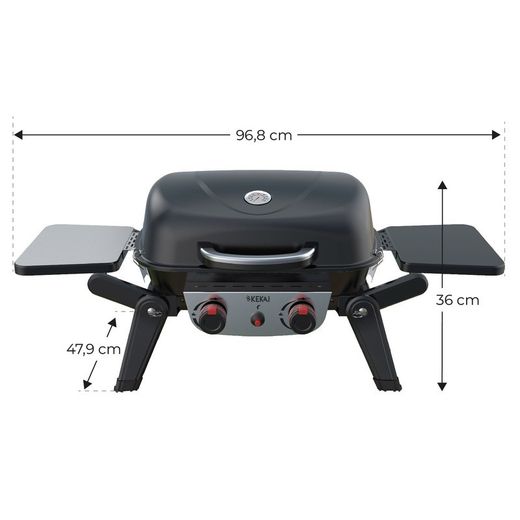 Grill gazowy ze stalowym wózkiem w kolorze czarnym, 96,8 x 58 x 101,11 cm | Erie