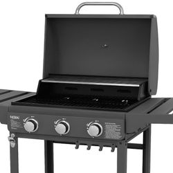 Barbacoa de gas con ruedas de acero en antracita, 118,5 x 57,5 x 104,5 cm | Leech