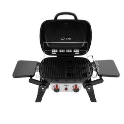 Barbacoa de gas de acero en negro, 96,8 x 47,9 x 36 cm | Erie