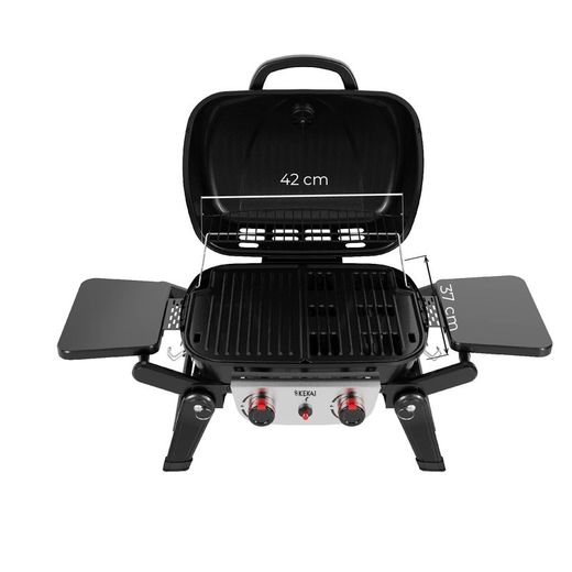 Barbacoa de gas de acero en negro, 96,8 x 47,9 x 36 cm | Erie