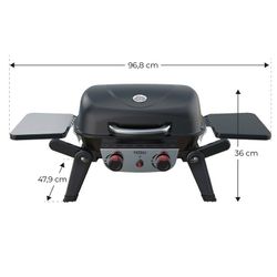 Barbacoa de gas de acero en negro, 96,8 x 47,9 x 36 cm | Erie