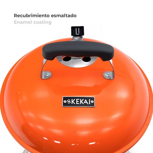 Orange bærbar grill med kul bordplade, 37x37x44 cm | Tahoe