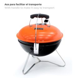 Orange bærbar grill med kul bordplade, 37x37x44 cm | Tahoe