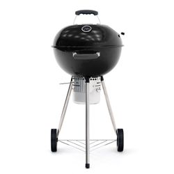 Barbecue tondo con coperchio e ruote nere, 58x47x100 cm | Yellowstone