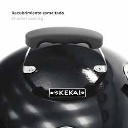 Barbecue tondo con coperchio e ruote nere, 58x47x100 cm | Yellowstone