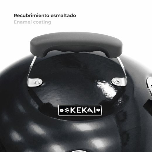 Barbecue tondo con coperchio e ruote nere, 58x47x100 cm | Yellowstone