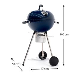 Ronde barbecue met deksel en wielen blauw 58x47x100 cm | Yellowstone