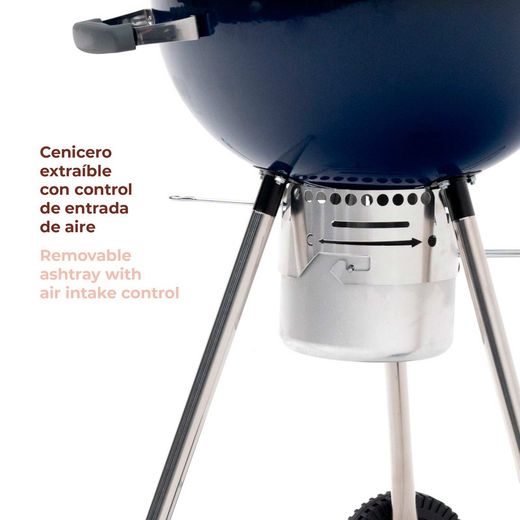Ronde barbecue met deksel en wielen blauw 58x47x100 cm | Yellowstone