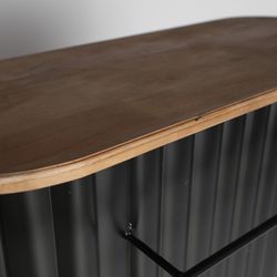 Iron and oak bar counter in black and natural color, 110 x 45 x 106 cm | Meysse