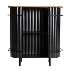 Iron and oak bar counter in black and natural color, 110 x 45 x 106 cm | Meysse