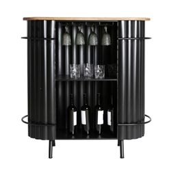 Iron and oak bar counter in black and natural color, 110 x 45 x 106 cm | Meysse