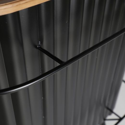 Iron and oak bar counter in black and natural color, 110 x 45 x 106 cm | Meysse