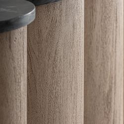 Barra de bar de madera de acacia y mármol en marrón y negro, 243 x 65 x 110 cm | Kleit