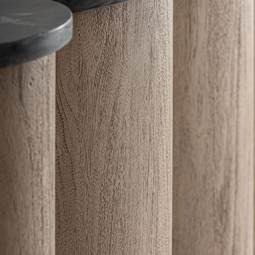 Barra de bar de madera de acacia y mármol en marrón y negro, 243 x 65 x 110 cm | Kleit