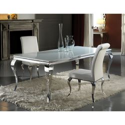 BARROQUE-Silver Steel Dining Table, 98x168x76 cm