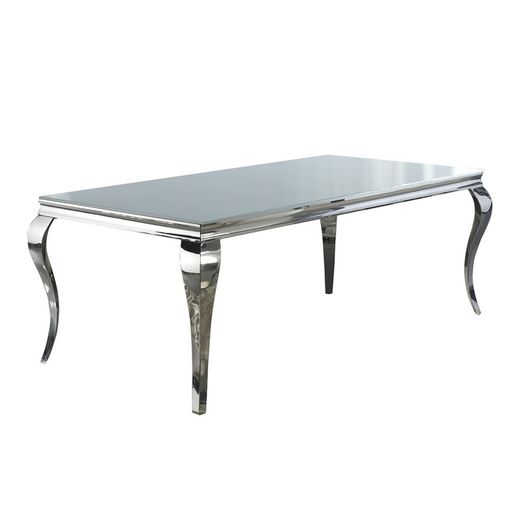 BARROQUE-Silver Steel Dining Table, 98x168x76 cm