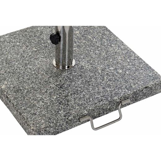 Parasollfot i grå granit och rostfritt stål, 45x45x35cm