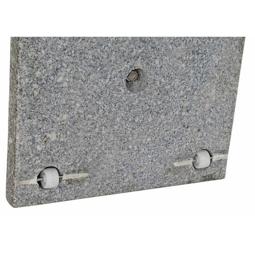 Parasollfot i grå granit och rostfritt stål, 45x45x35cm