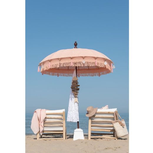 Pied de parasol en pierre blanche, 28x28x30cm