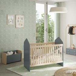 Coffre à jouets en pin vert et naturel, 70 x 35 x 42 cm | Esteban