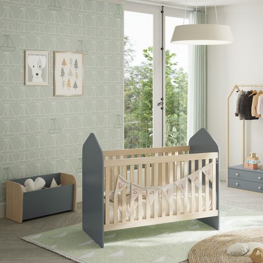 Coffre à jouets en pin vert et naturel, 70 x 35 x 42 cm | Esteban