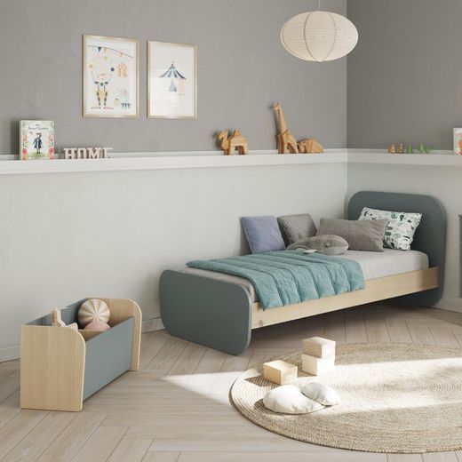 Coffre à jouets en pin vert et naturel, 70 x 35 x 42 cm | Esteban