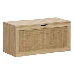 Malle en mélamine et rotin naturel, 80 x 40 x 40 cm | Décor