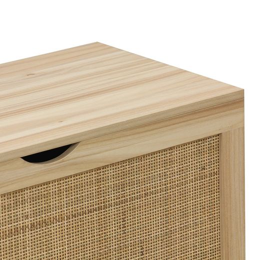 Malle en mélamine et rotin naturel, 80 x 40 x 40 cm | Décor