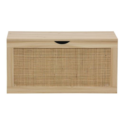 Malle en mélamine et rotin naturel, 80 x 40 x 40 cm | Décor