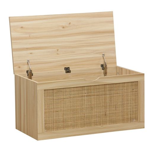 Malle en mélamine et rotin naturel, 80 x 40 x 40 cm | Décor