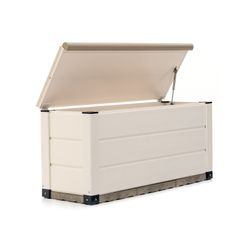 White/beige PVC garden chest, 123 x 48 x 56 cm | Tuscany Evo