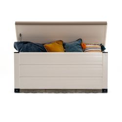 White/beige PVC garden chest, 123 x 48 x 56 cm | Tuscany Evo