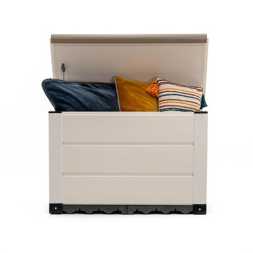 White/beige PVC garden chest, 82.5 x 48 x 56 cm | Tuscany Evo