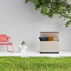 White/beige PVC garden chest, 82.5 x 48 x 56 cm | Tuscany Evo